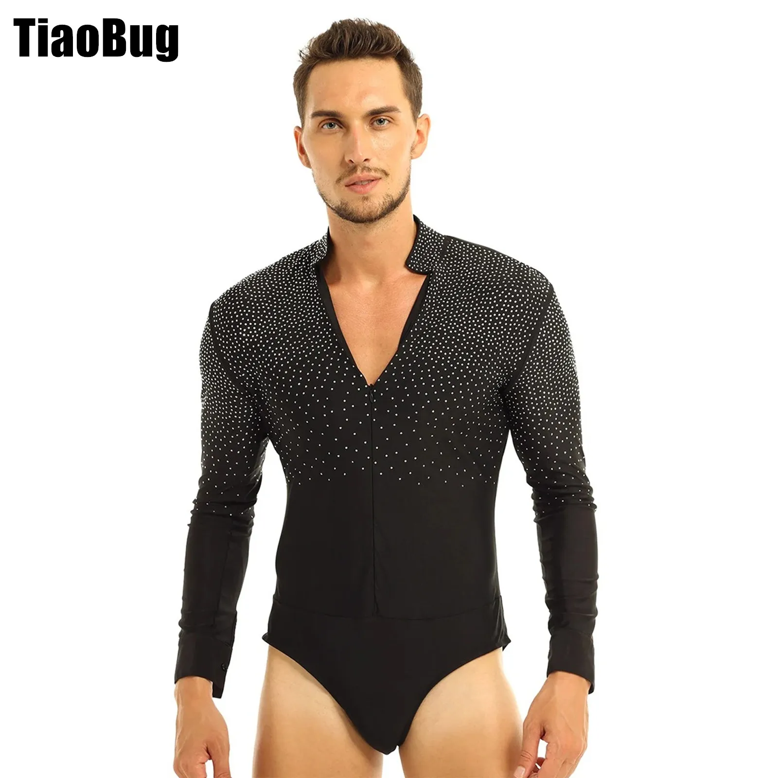 Men V-neck Dance Leotard Shiny Rhinestones Shirt Leotard Stand Collar Long Sleeve Ballroom Latin Tango Rumba Bodysuit Shirt Tops
Men V-neck Dance Leotard Shiny Rhinestones Shirt Leotard Stand Collar Long Sleeve Ballroom Latin Tango Rumba Bodysuit Shirt Tops