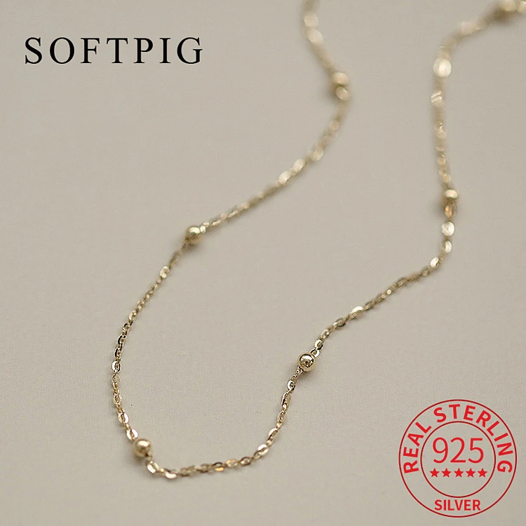 SOFTPIG Real 925 Sterling Silver 2.5mm Bead 14K Chain Charm Bracelet For Women Classic Fine Jewelry Minimalist Accessories
SOFTPIG Real 925 Sterling Silver 2.5mm Bead 14K Chain Charm Bracelet For Women Classic Fine Jewelry Minimalist Accessories