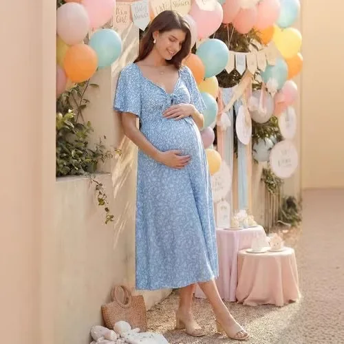 New Pregnant Women's Floral Dress Summer Breastfeeding Skirt Korean-style Slimming Chiffon Mid-length Maternity Dress
New Pregnant Women's Floral Dress Summer Breastfeeding Skirt Korean-style Slimming Chiffon Mid-length Maternity Dress