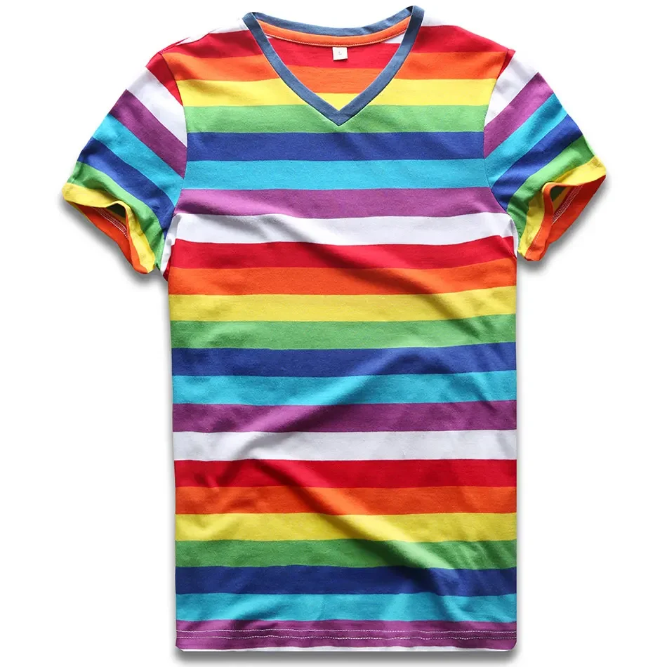 Striped T Shirts Rainbow Top Tees for Women V Neck T Shirts Woman Short Sleeve Top Colorful Stripes
Striped T Shirts Rainbow Top Tees for Women V Neck T Shirts Woman Short Sleeve Top Colorful Stripes