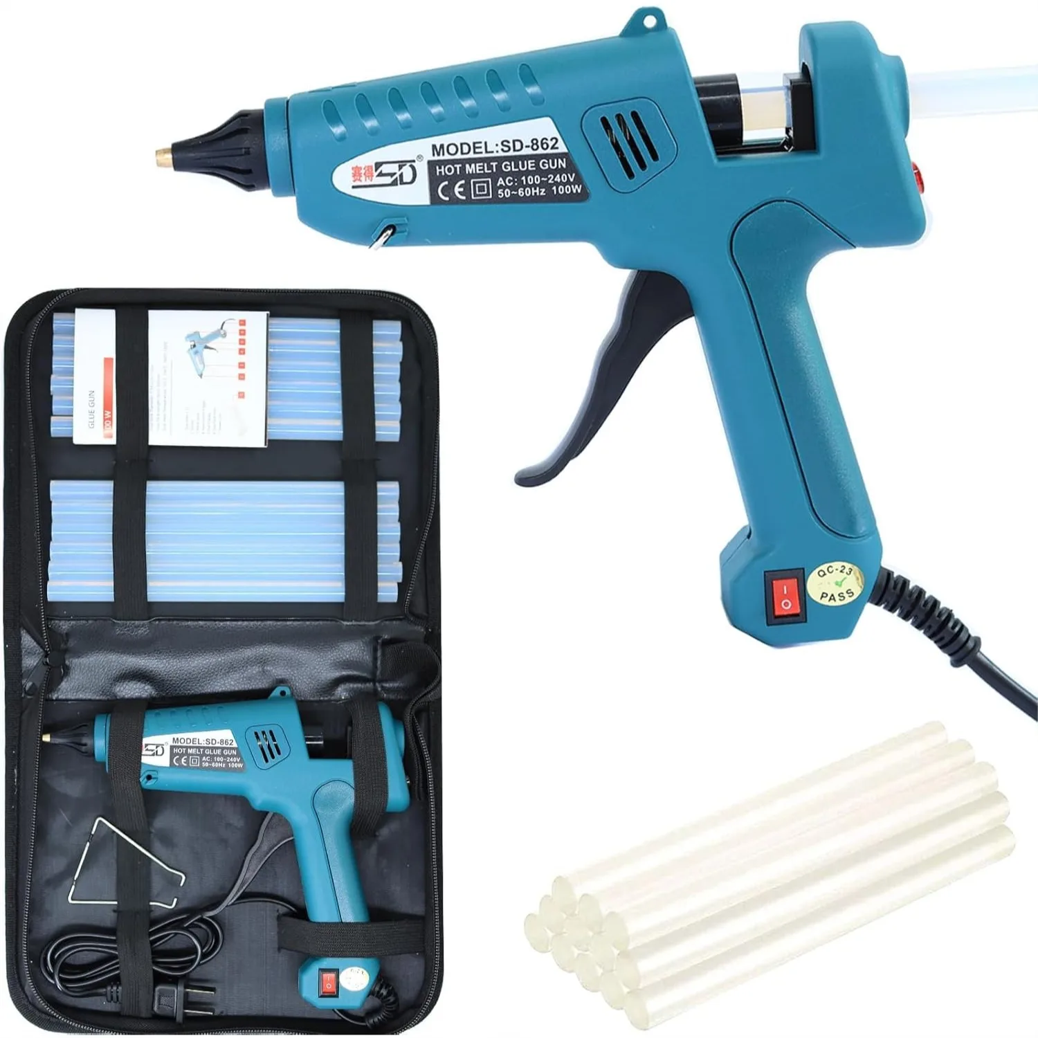 100W Hot Glue Gun And Sticks Set Full Size Anti Scalding Design With 12 Pcs Sticks And Carrying Case For DIY Crafts
100W Hot Glue Gun And Sticks Set Full Size Anti Scalding Design With 12 Pcs Sticks And Carrying Case For DIY Crafts