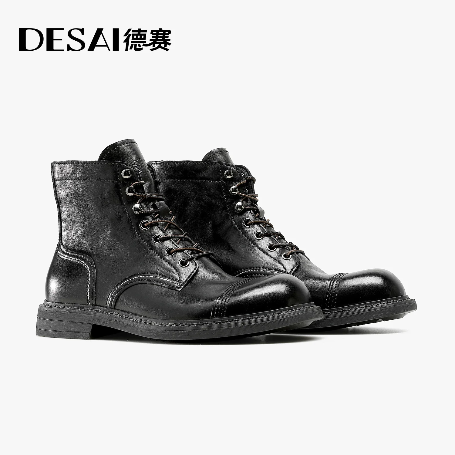 DESAI New men's leather outdoor motorcycle boots, fashionable short boots, retro British boots
DESAI New men's leather outdoor motorcycle boots, fashionable short boots, retro British boots