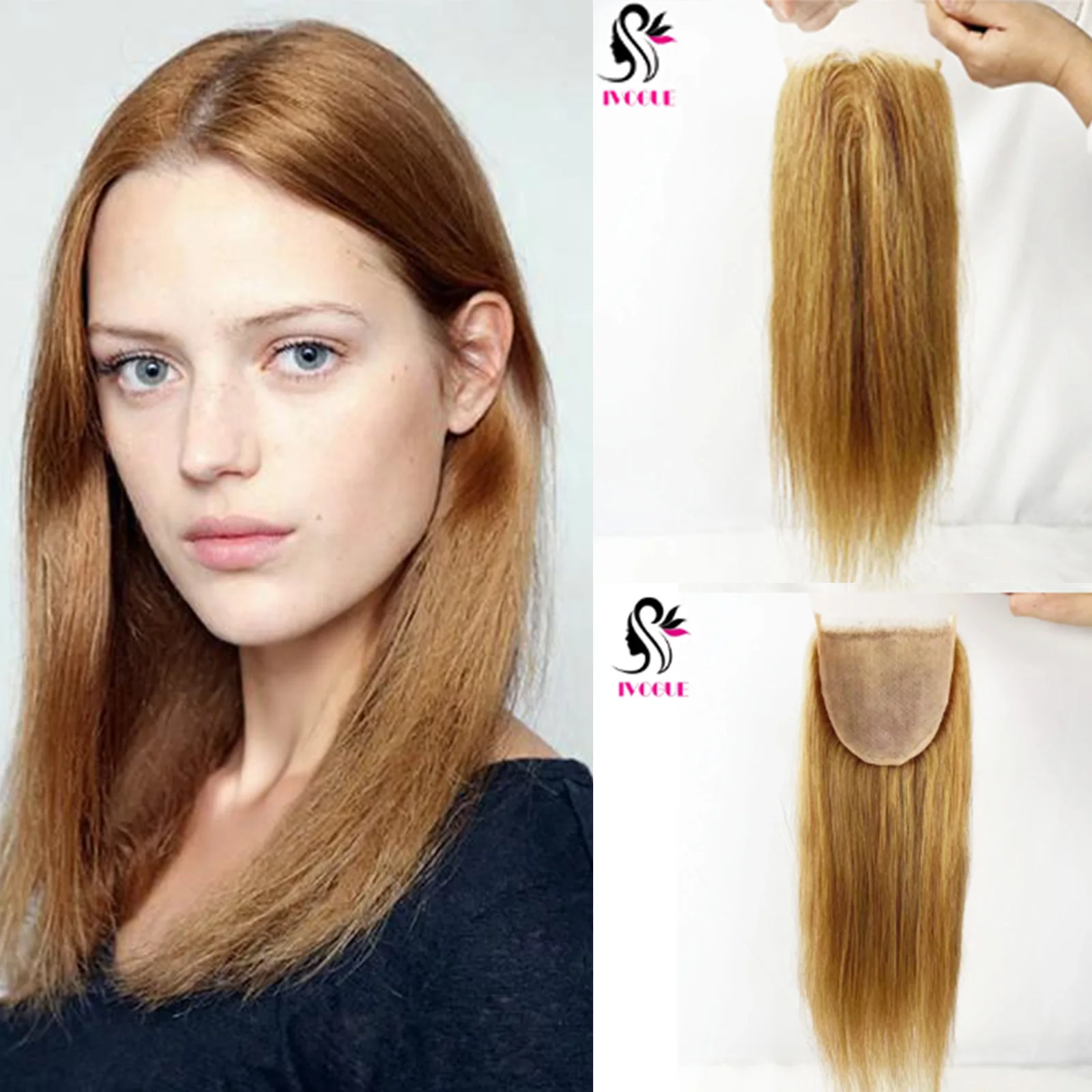 Honey Blonde 5x5 Silk Base Closure Human Hair Straight Free Part Pre Plucked with Baby Hair Lace Closure Color #27
Honey Blonde 5x5 Silk Base Closure Human Hair Straight Free Part Pre Plucked with Baby Hair Lace Closure Color #27
