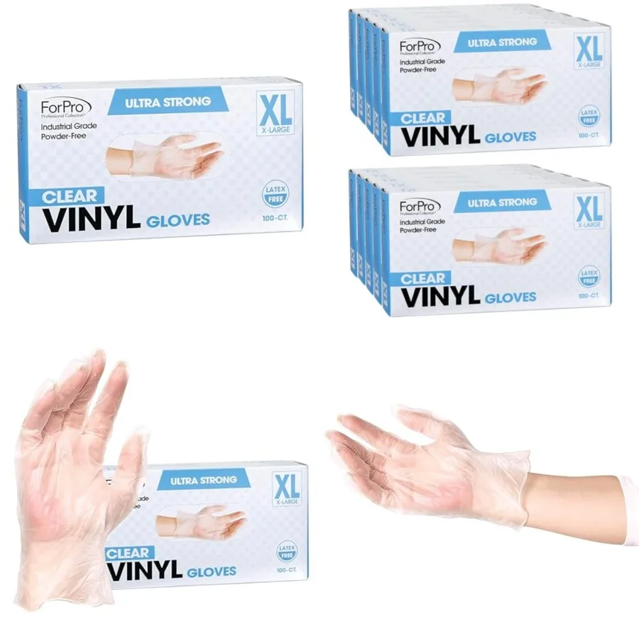 ForPro Disposable Vinyl Gloves,,Industrial Grade, Powder-Free, Latex-Free, Non-Sterile, Food Safe, 2.75 Mil. Palm, 3.9 Mil. Fin
ForPro Disposable Vinyl Gloves,,Industrial Grade, Powder-Free, Latex-Free, Non-Sterile, Food Safe, 2.75 Mil. Palm, 3.9 Mil. Fin