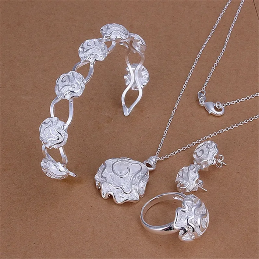 Fashion Party 925 sterling silver rose flower pendant bangle rings Bracelets necklaces earrings stud Jewelry set for women
Fashion Party 925 sterling silver rose flower pendant bangle rings Bracelets necklaces earrings stud Jewelry set for women