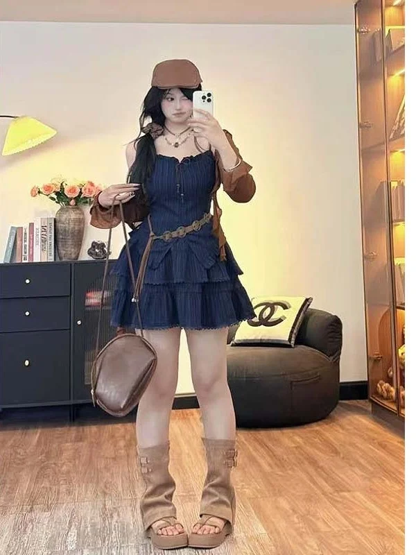 plus Size Women's Summer Fashion Set Korean Style Strap Dress Outer Sun Protection Cardigan Three-Piece Set High Waist Flounce
plus Size Women's Summer Fashion Set Korean Style Strap Dress Outer Sun Protection Cardigan Three-Piece Set High Waist Flounce