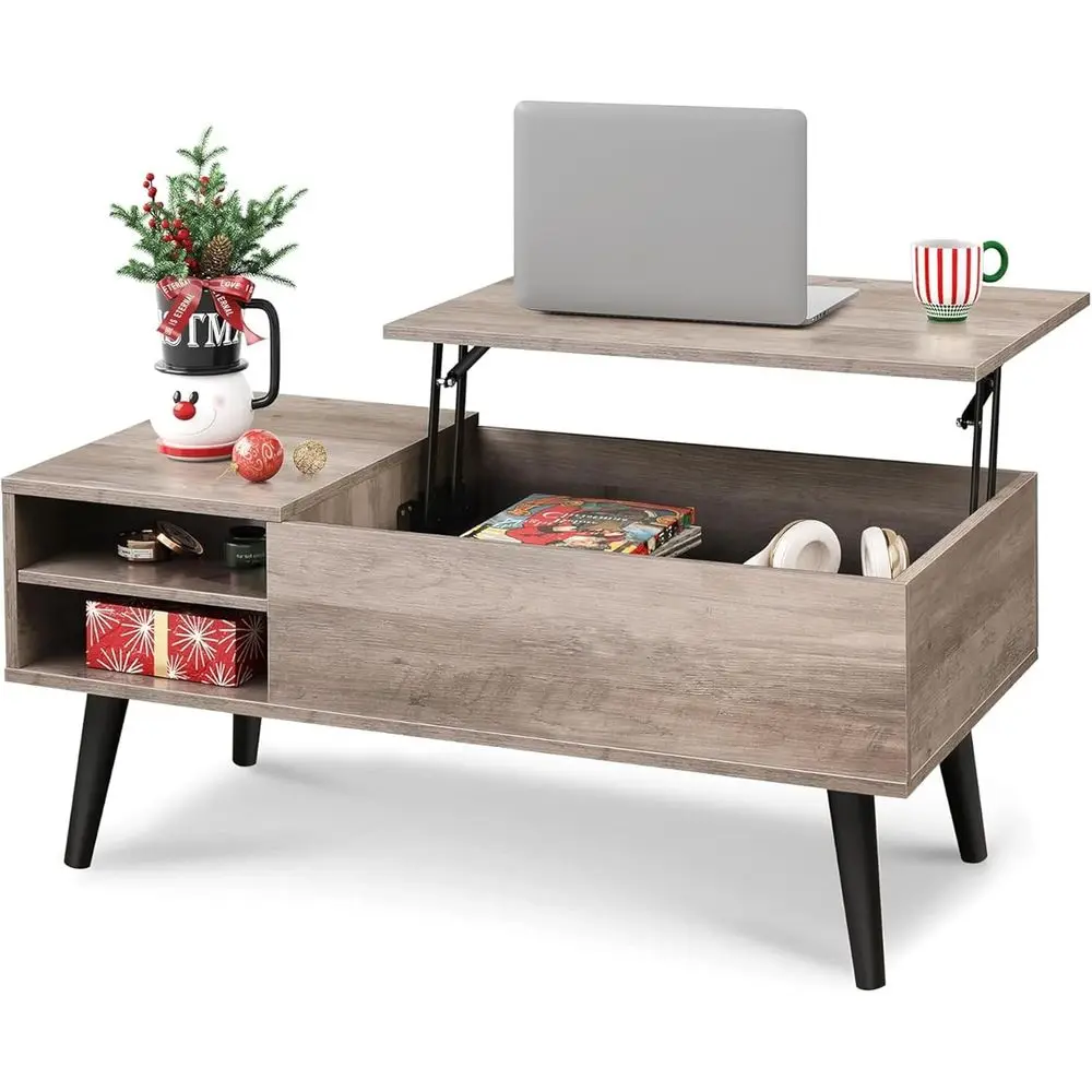 Mid-Century Modern Coffee Table with Storage and Adjustable Shelves in Greige
Mid-Century Modern Coffee Table with Storage and Adjustable Shelves in Greige