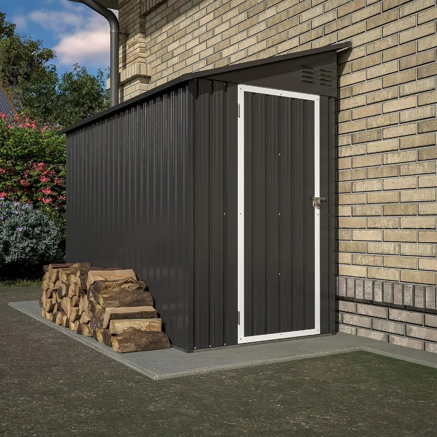 4' x 8' Metal Wall Side Storage Shed for Outdoor Use in Garden Backyard and Patio Durable Black Outdoor Storage Cabinet with Le
4' x 8' Metal Wall Side Storage Shed for Outdoor Use in Garden Backyard and Patio Durable Black Outdoor Storage Cabinet with Le