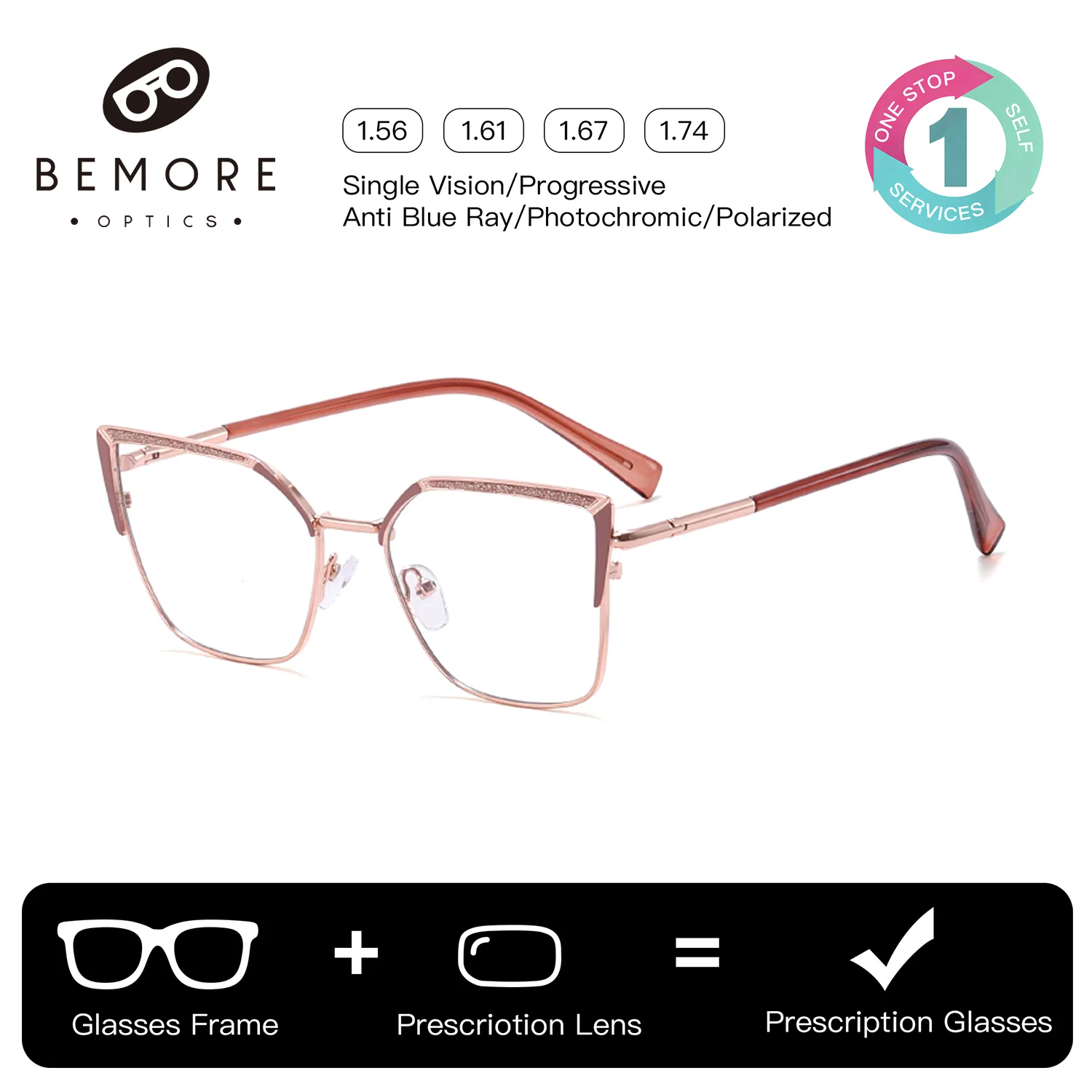 BEMORE Woman Cat Eye Myopia Glasses High-Quality Metal Butterfly Blue Light Filter Photochromic Optical Eyeglasses
BEMORE Woman Cat Eye Myopia Glasses High-Quality Metal Butterfly Blue Light Filter Photochromic Optical Eyeglasses