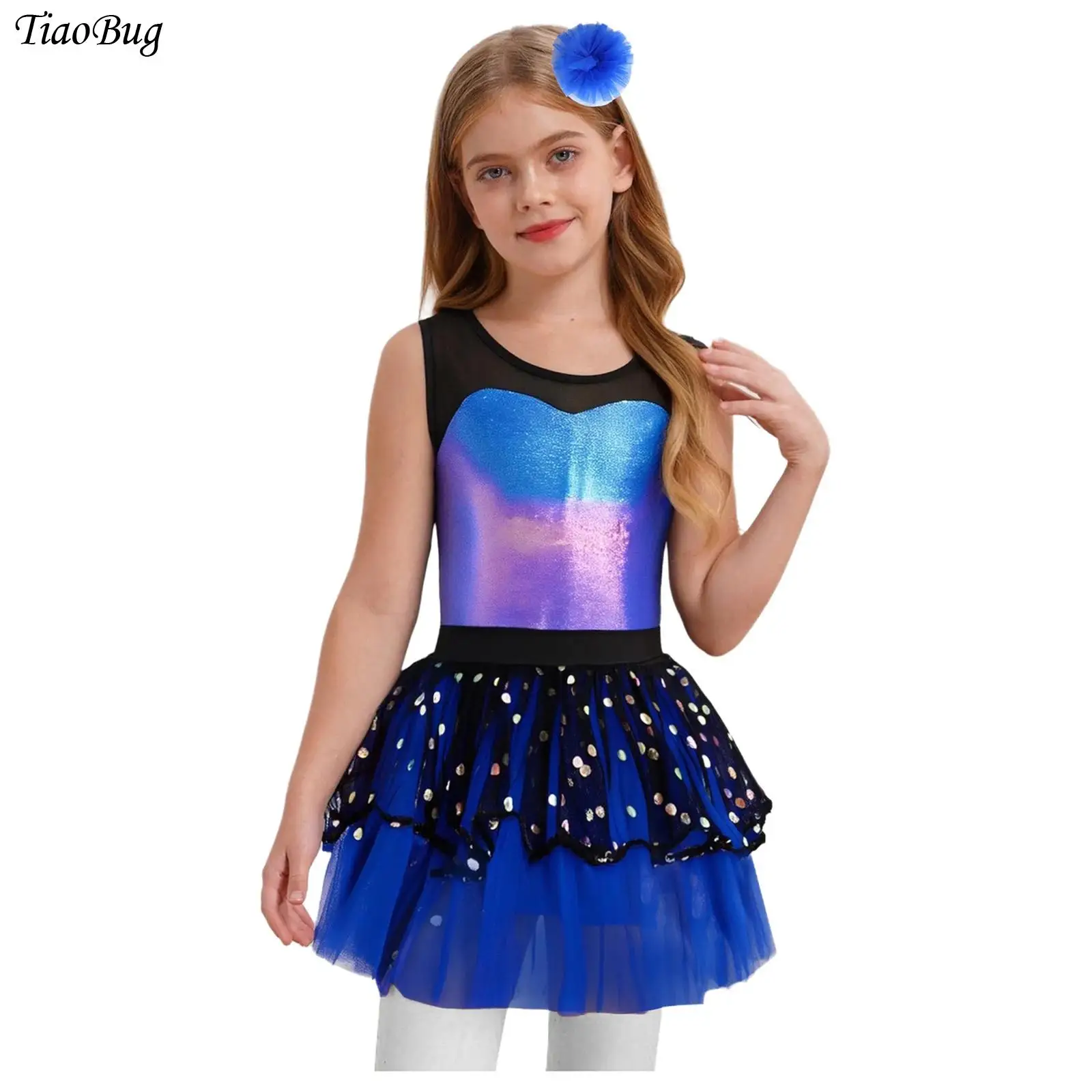 Kids Girls Ballet Dress Sleeveless Sheer Mesh Patchwork Metallic Bodice Tutu Dress+Headwear Jazz Dance Performance Dancewear
Kids Girls Ballet Dress Sleeveless Sheer Mesh Patchwork Metallic Bodice Tutu Dress+Headwear Jazz Dance Performance Dancewear
