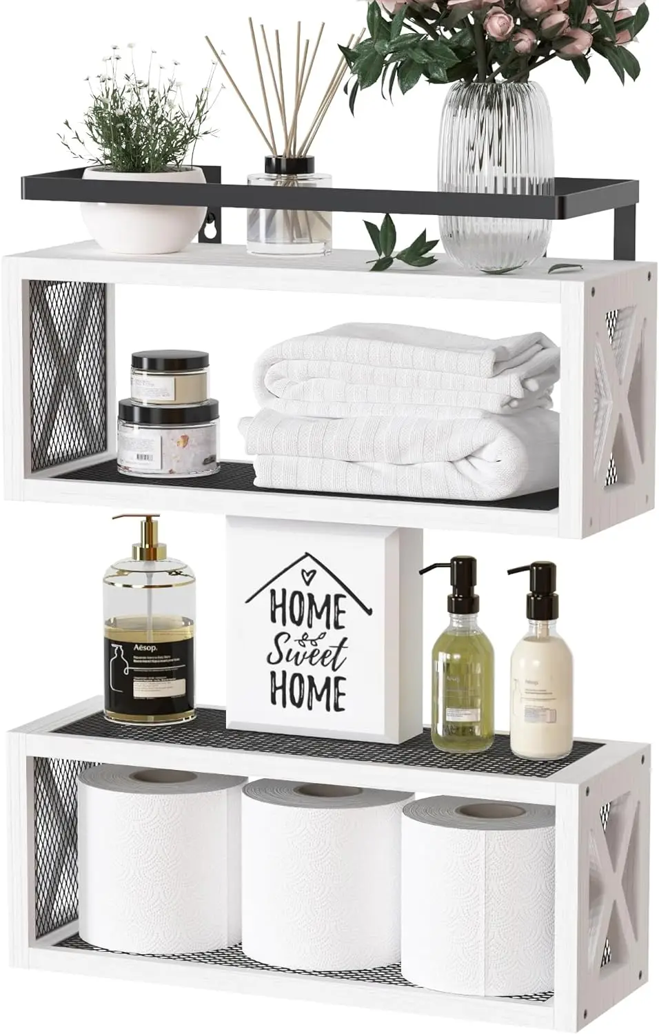 Floating Shelves with Guardrail, Rustic Wood Shelves for Wall Décor, Farmhouse Bathroom Accessories Wall Mounted, Bathr
Floating Shelves with Guardrail, Rustic Wood Shelves for Wall Décor, Farmhouse Bathroom Accessories Wall Mounted, Bathr