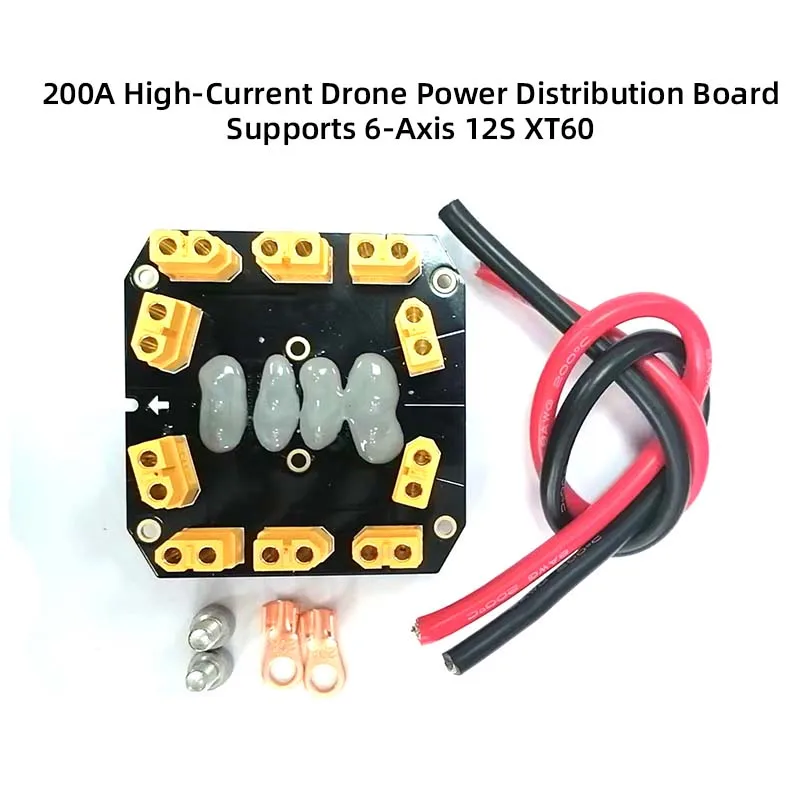 High-Current 200A Power Distribution Board, 6-Axis Power Distribution Board with XT60 Female Connector, ESC Connection Board
High-Current 200A Power Distribution Board, 6-Axis Power Distribution Board with XT60 Female Connector, ESC Connection Board