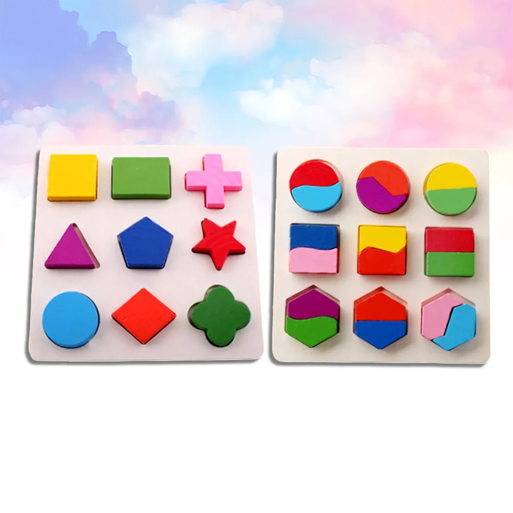 2Pcs Puzzle Cognition Board Wooden Early Learning Shape Recognition Geometric Plates Colored Jigsaw Matching Creative
2Pcs Puzzle Cognition Board Wooden Early Learning Shape Recognition Geometric Plates Colored Jigsaw Matching Creative