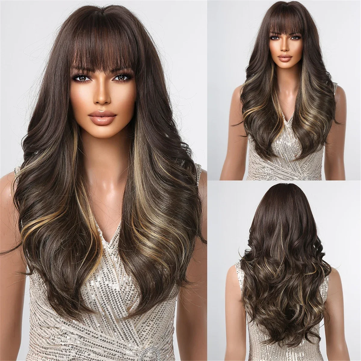 Длинные коричневые мелированные синтетические парики с челкой, волнистые, смешанные, коричневые парики для чернокожих женщин, термостойкие, мягкие, реалистичные, искусственные волосы
Длинные коричневые мелированные синтетические парики с челкой, волнистые, смешанные, коричневые парики для чернокожих женщин, термостойкие, мягкие, реалистичные, искусственные волосы