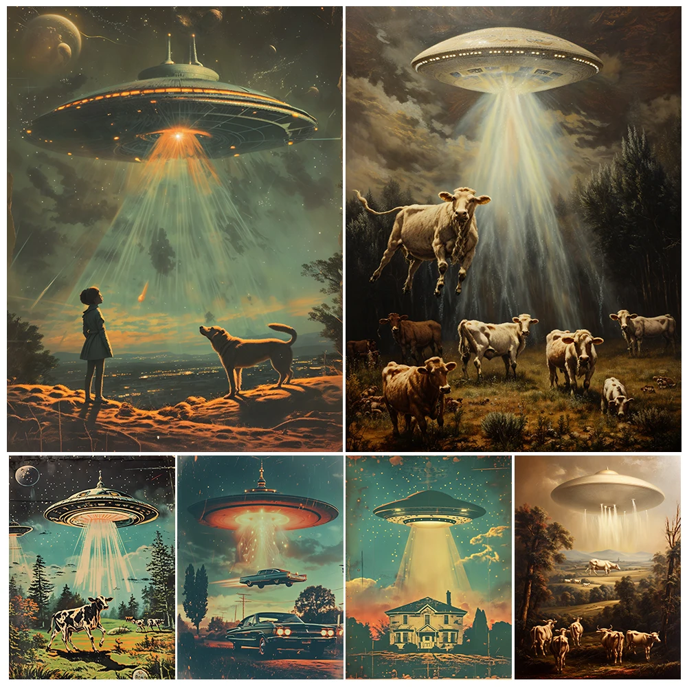 Alien Abduction Vintage Sci Fi Art Poster And Print ,Retro Futurism European Style UFO,Wall Art Canvas Painting Home Decoration
Alien Abduction Vintage Sci Fi Art Poster And Print ,Retro Futurism European Style UFO,Wall Art Canvas Painting Home Decoration