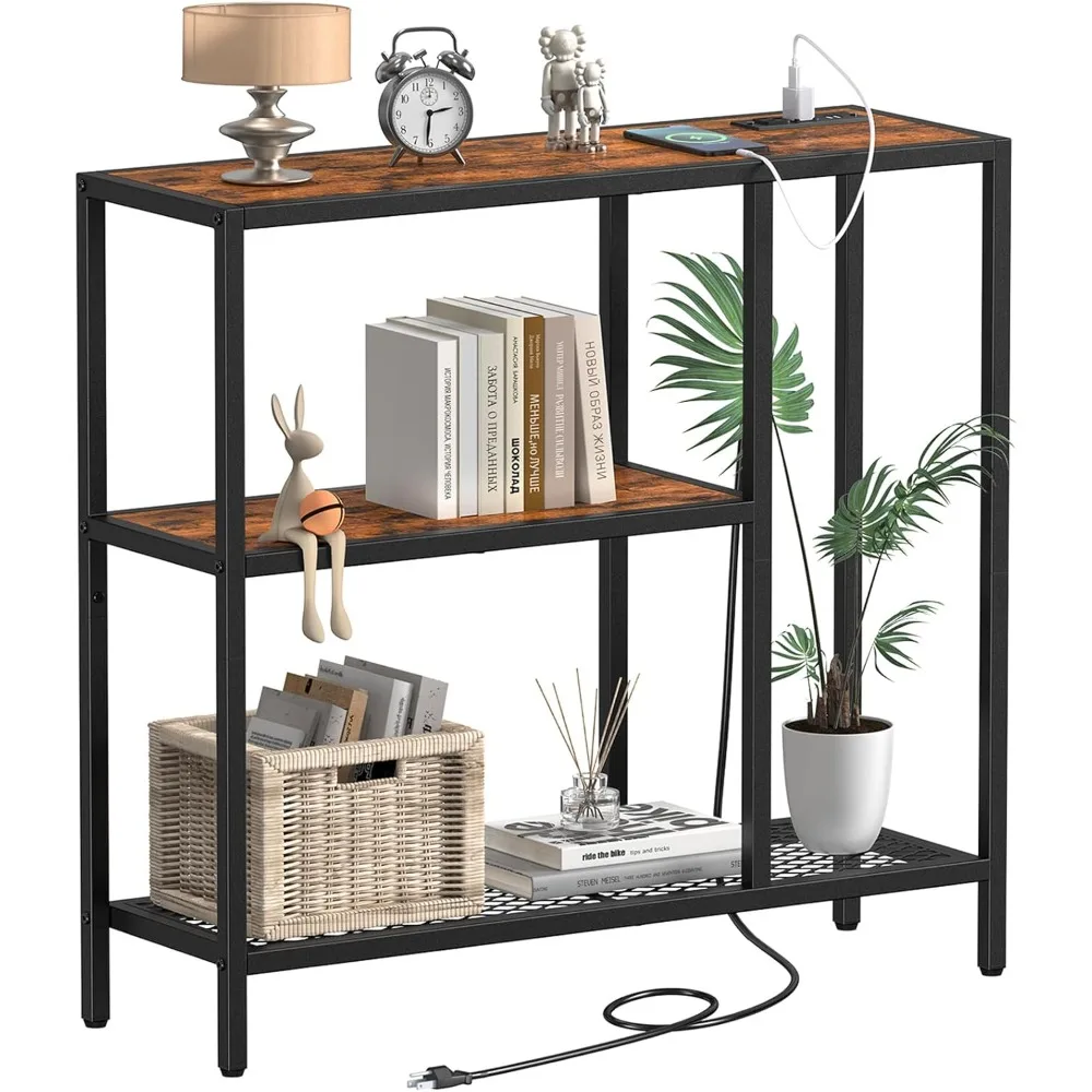 Console Table with Power Outlets, Entryway Table with Storage, 31.5" L x 9.8" W x 29.5" H Narrow Sofa Table with 3 Tier Shelves
Console Table with Power Outlets, Entryway Table with Storage, 31.5" L x 9.8" W x 29.5" H Narrow Sofa Table with 3 Tier Shelves