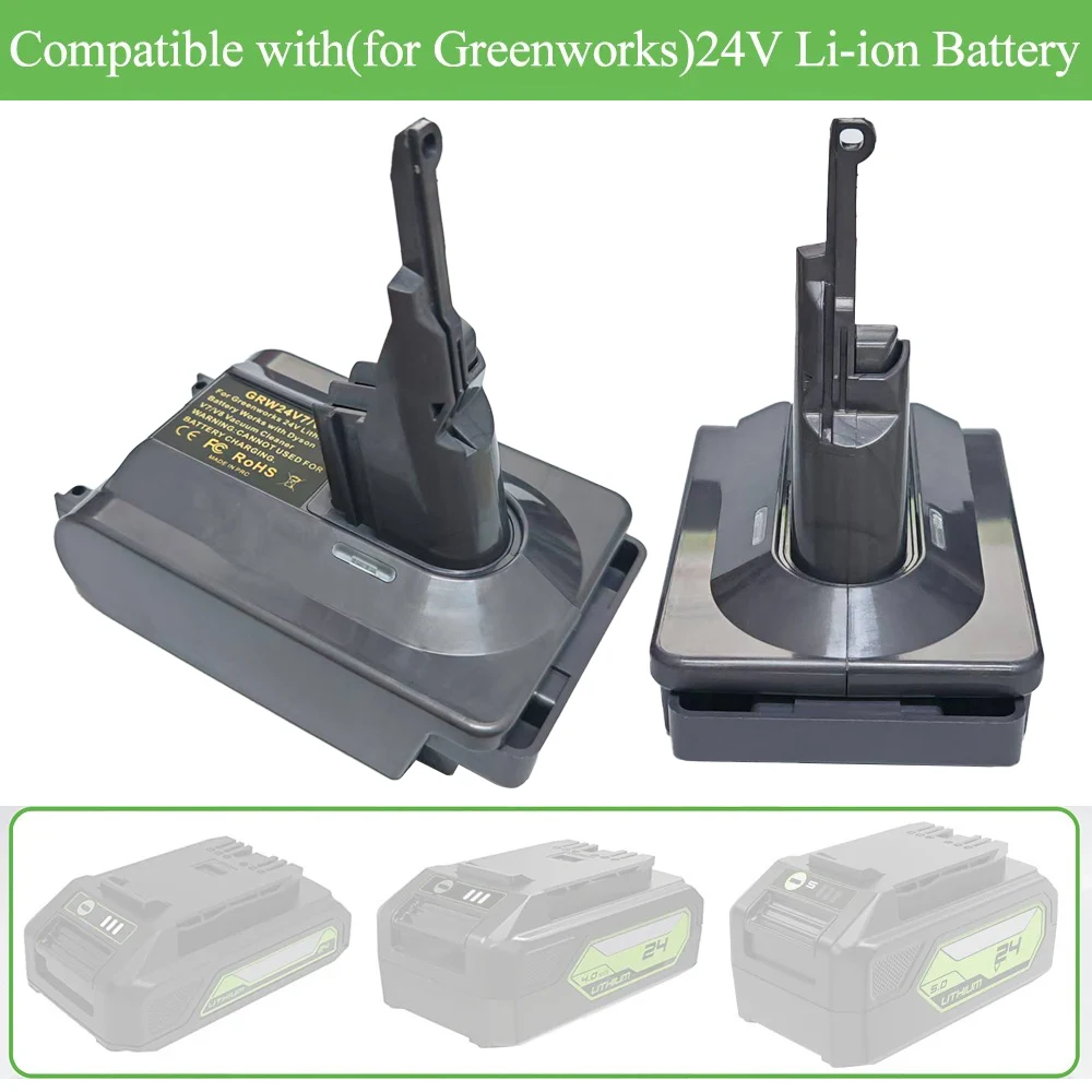 Совместим с инструментами для пылесосов серии Dyson V7/V8 GRW24V7V8, адаптер-конвертер для аккумуляторов Greenworks, 24 В
Совместим с инструментами для пылесосов серии Dyson V7/V8 GRW24V7V8, адаптер-конвертер для аккумуляторов Greenworks, 24 В