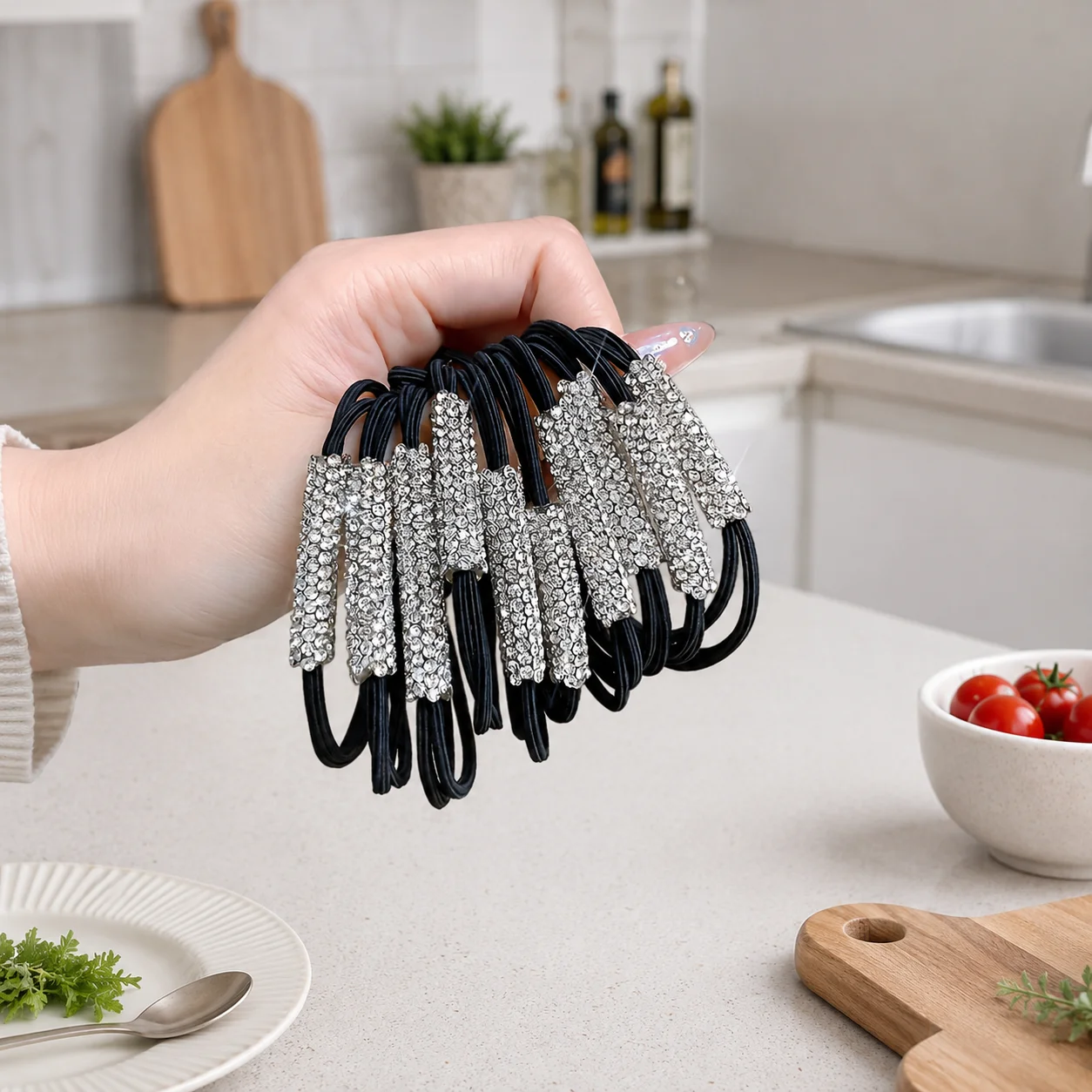 10pcs Rhinestone Hair Ties Black Scrunchies High Elasticity Party Hair Accessories For Women Girls
10pcs Rhinestone Hair Ties Black Scrunchies High Elasticity Party Hair Accessories For Women Girls