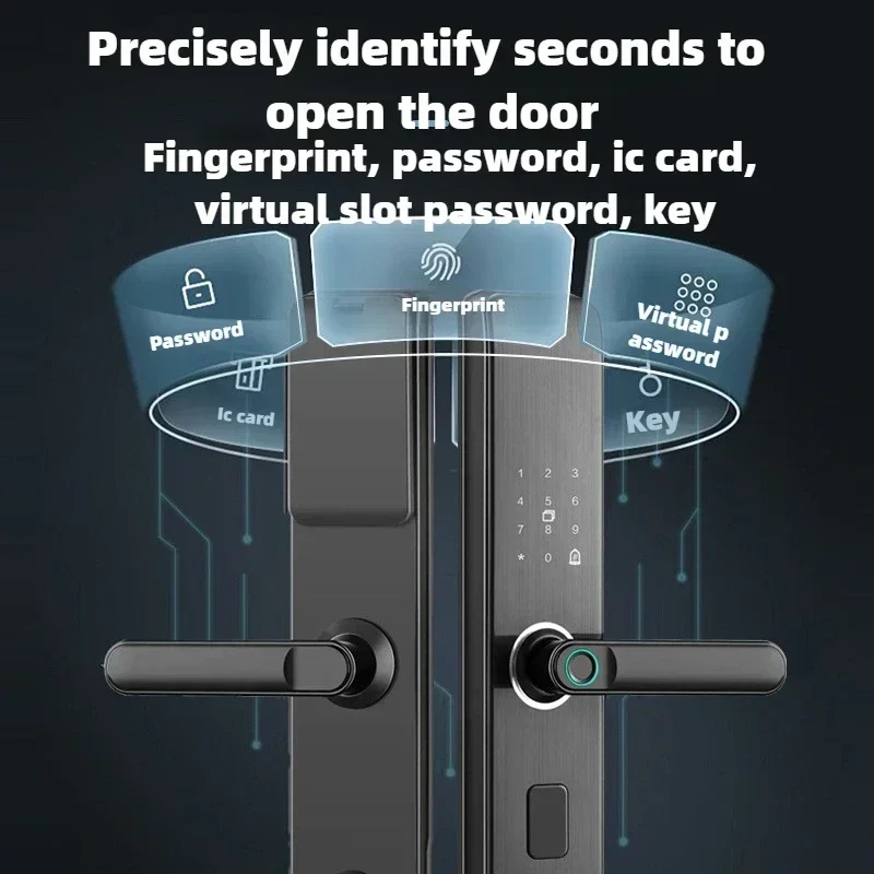 New Tuya Wifi Electronic Smart Door Lock with Biometric Fingerprint / Smart Card / Password / Key Unlock with Bluetooth
New Tuya Wifi Electronic Smart Door Lock with Biometric Fingerprint / Smart Card / Password / Key Unlock with Bluetooth