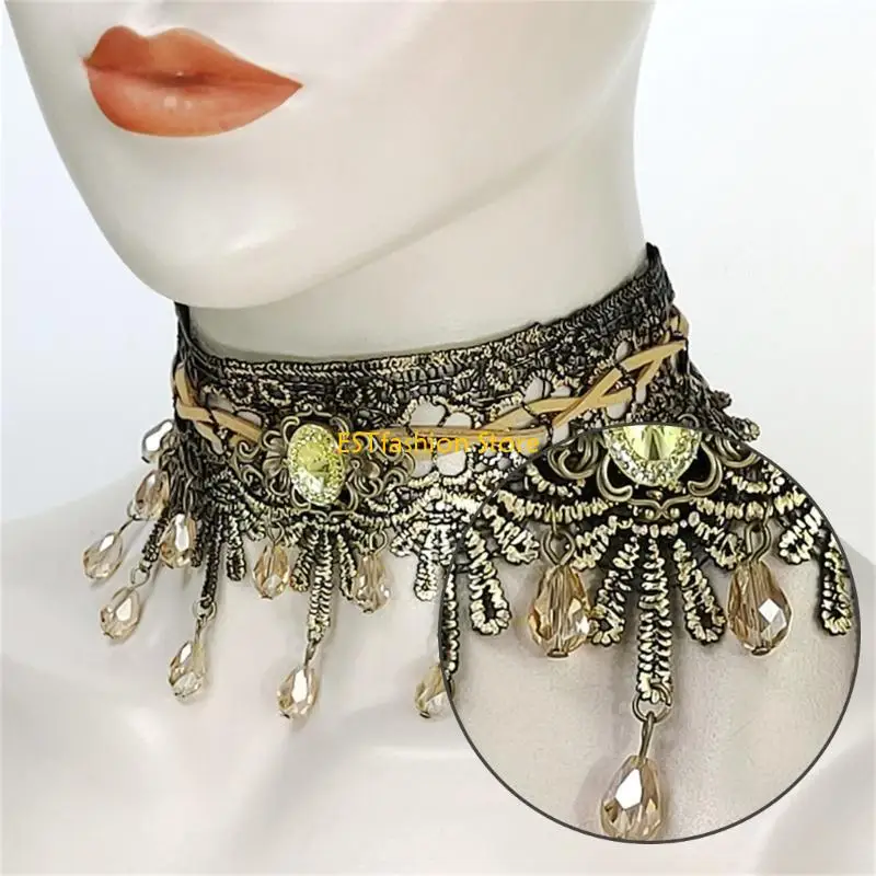 Y5GC Fashion Choker Collar Necklace Neck Chain with Rhinestones Cosplay Costume Necklace for Women Party Props Cool Neckwear
Y5GC Fashion Choker Collar Necklace Neck Chain with Rhinestones Cosplay Costume Necklace for Women Party Props Cool Neckwear