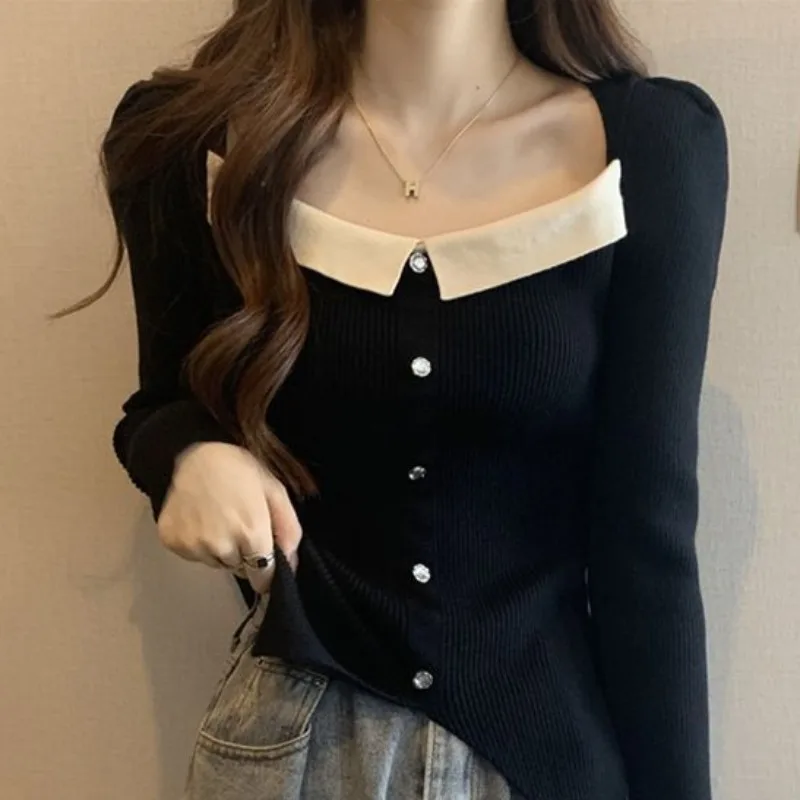 Large-size Square Collar Long-sleeved Knitted Bottoming Shirt Female 2024 Spring Sweaters Autumn New Irregular Top Pullovers
Large-size Square Collar Long-sleeved Knitted Bottoming Shirt Female 2024 Spring Sweaters Autumn New Irregular Top Pullovers