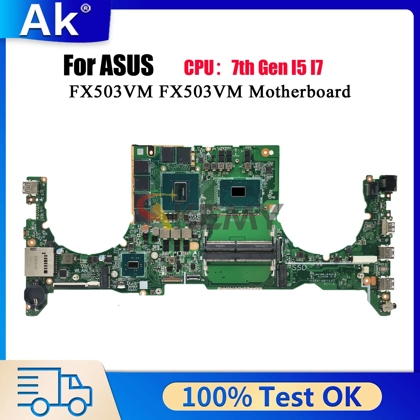 FX503VM Laptop Motherboard For ASUS TUF Gaming FX503V FX503VM Notebook Mainboard With I5 I7 CPU 100% tests OK fast shipping stk
FX503VM Laptop Motherboard For ASUS TUF Gaming FX503V FX503VM Notebook Mainboard With I5 I7 CPU 100% tests OK fast shipping stk
