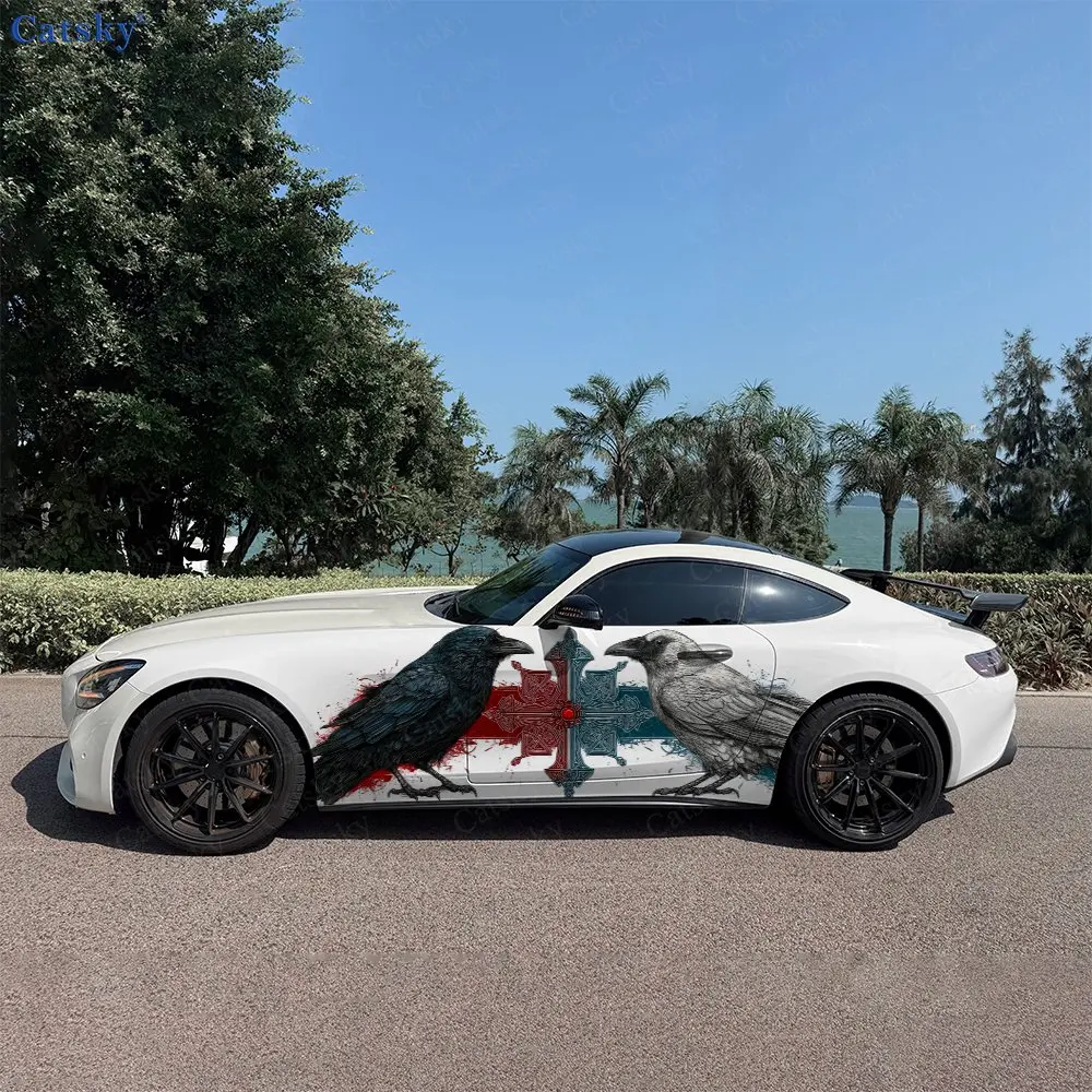 2pcs Facing Twin Crows Tribal Cross Car Side Wrap, Self-Adhesive PVC Waterproof & Scratch-Resistant Stickers, Car Accessory Gift
2pcs Facing Twin Crows Tribal Cross Car Side Wrap, Self-Adhesive PVC Waterproof & Scratch-Resistant Stickers, Car Accessory Gift