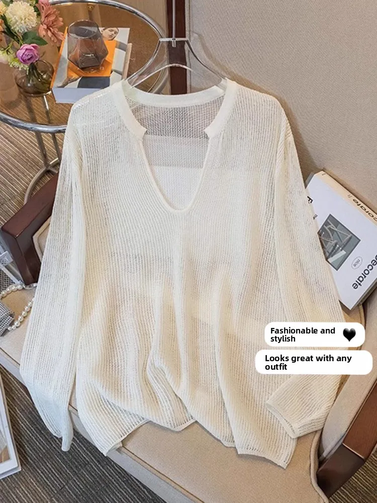 Slimming V-Neck Knitwear Hollow out Thin Women's Mid-Length Outerwear Sun Protection Cover up Spring Early Season plus Size
Slimming V-Neck Knitwear Hollow out Thin Women's Mid-Length Outerwear Sun Protection Cover up Spring Early Season plus Size