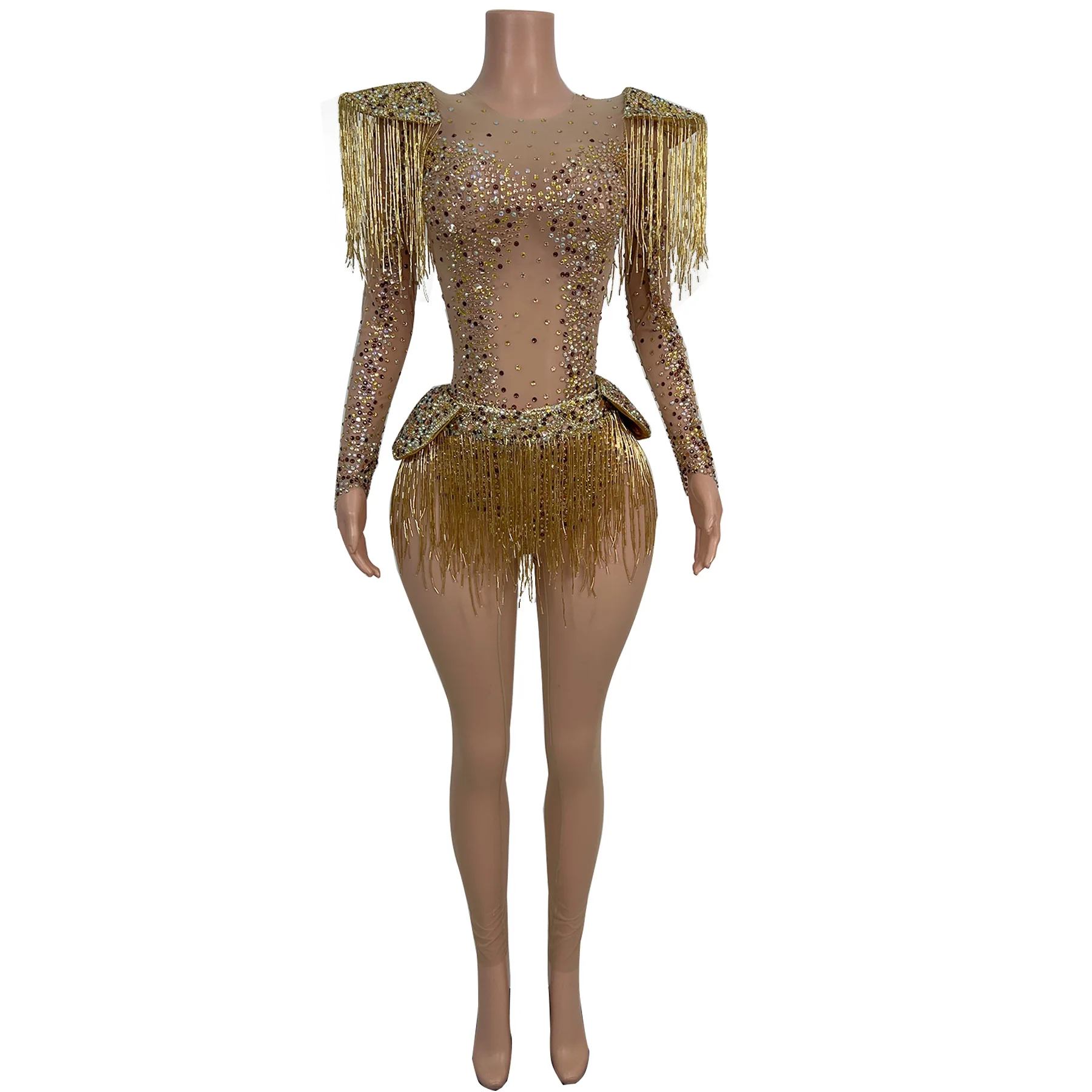 Gold Tassel Rhinestone Jumpsuits Women Night Club Party Rompers Festival Costume Showgirl Playsuits Stage Performance Bodysuit
Gold Tassel Rhinestone Jumpsuits Women Night Club Party Rompers Festival Costume Showgirl Playsuits Stage Performance Bodysuit