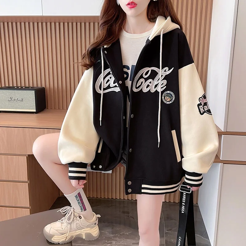 Spring Autumn Thin Baseball Jacket Women's Loose Fit Casual Sweatshirt Trendy Open Cardigan Short Outerwear Organic Cotton
Spring Autumn Thin Baseball Jacket Women's Loose Fit Casual Sweatshirt Trendy Open Cardigan Short Outerwear Organic Cotton