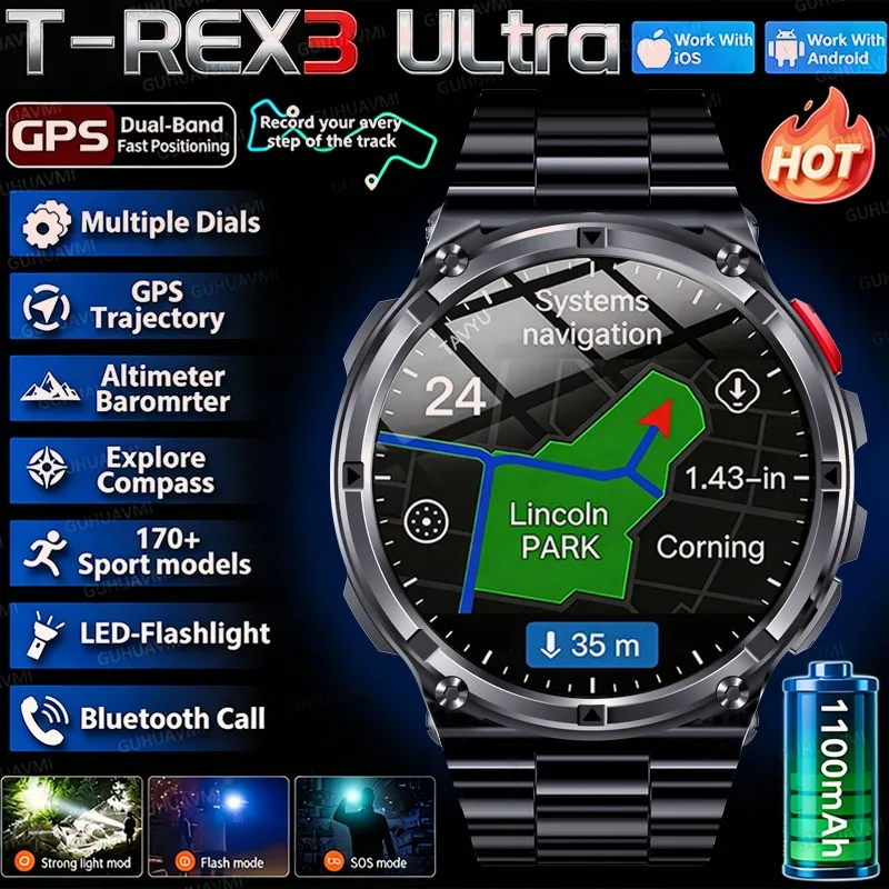 2026 New T-Rex3 Pro Smart Watch GPS Path 5ATM Waterproof Military Sports Run Tracker 1100mAh
2026 New T-Rex3 Pro Smart Watch GPS Path 5ATM Waterproof Military Sports Run Tracker 1100mAh
