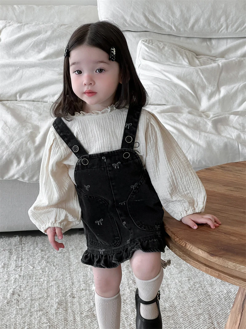 Spring Girls Baby Bow Straps Denim Dress 0-3Y Korean Style Baby Clothing Set Cute Toddler Skirt Optional Lantern Sleeve Blouse
Spring Girls Baby Bow Straps Denim Dress 0-3Y Korean Style Baby Clothing Set Cute Toddler Skirt Optional Lantern Sleeve Blouse