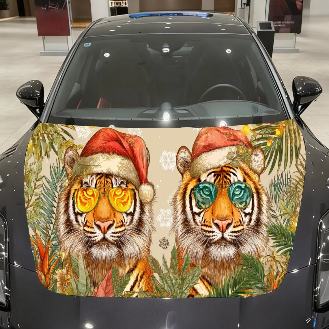Interesting Christmas Tiger Pair with Sunglasses Car Hood Decal, Waterproof Self-adhesive Vehicle Vinyl Wraps Sticker, Cool Auto
Interesting Christmas Tiger Pair with Sunglasses Car Hood Decal, Waterproof Self-adhesive Vehicle Vinyl Wraps Sticker, Cool Auto