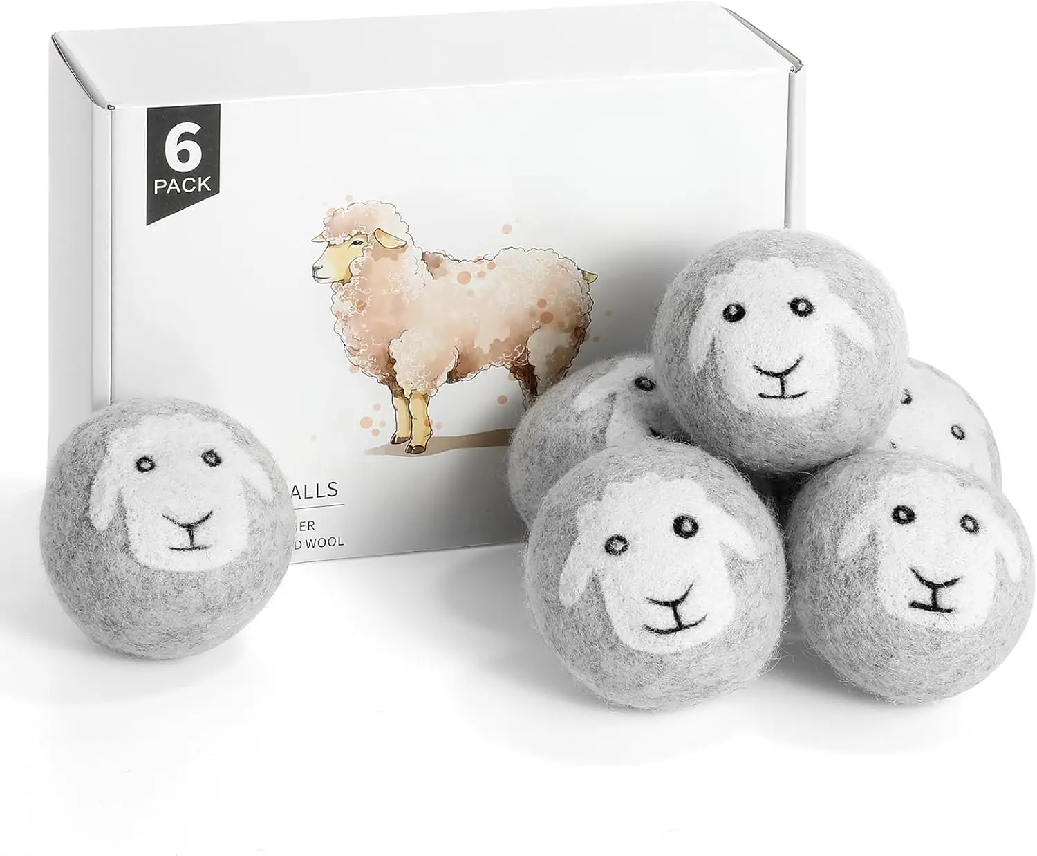 Wool Dryer Balls 6 Pack, Dryer Balls Laundry Reusable, Reduces Clothing Wrinkles and Saves Drying Time (Gray)
Wool Dryer Balls 6 Pack, Dryer Balls Laundry Reusable, Reduces Clothing Wrinkles and Saves Drying Time (Gray)