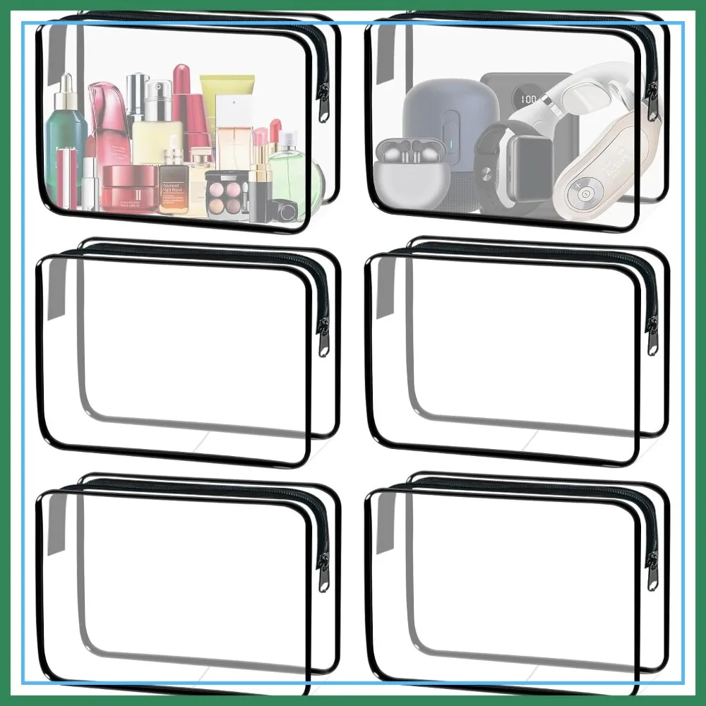 6 Clear PVC Toiletry Bags, TSA Approved Travel Makeup Organizer, Waterproof Cosmetic Case for Vacation & Bathroom
6 Clear PVC Toiletry Bags, TSA Approved Travel Makeup Organizer, Waterproof Cosmetic Case for Vacation & Bathroom