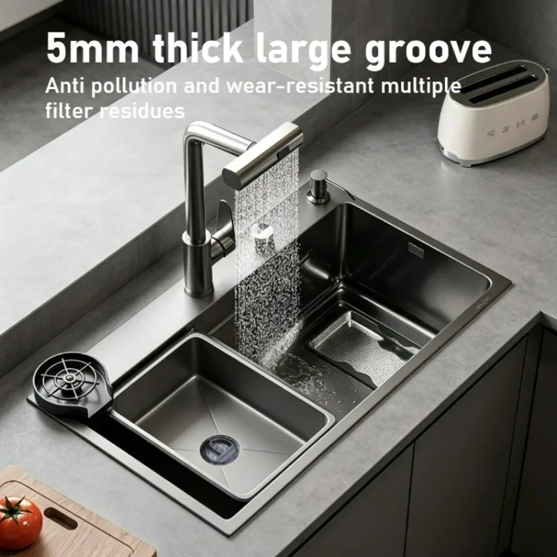 SUS304 Stainless Steel Kitchen Sink Large Single Bowl Undermount Sink Pull Black Nano Coated Sink for Home Kitchen Bar Black
SUS304 Stainless Steel Kitchen Sink Large Single Bowl Undermount Sink Pull Black Nano Coated Sink for Home Kitchen Bar Black