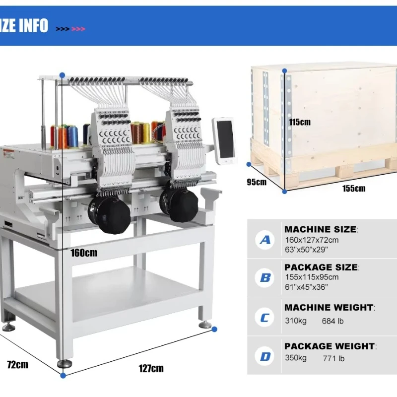 Flat 2 Heads Embroidery Machine High Speed Computer Embroidery Machine 12 Needles Flat Embroidery Machine
Flat 2 Heads Embroidery Machine High Speed Computer Embroidery Machine 12 Needles Flat Embroidery Machine