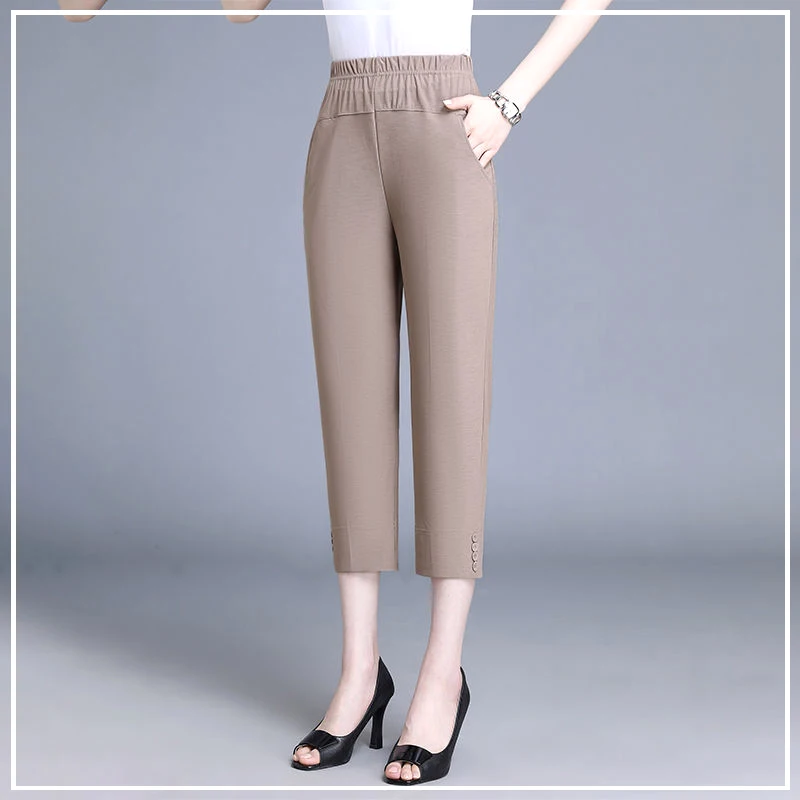 Thin Style Loose Fitting High Waisted Elastic Band Straight Cylinder Ice Shreds Comfort LeisureWomen's Cropped Pants Summer 2024
Thin Style Loose Fitting High Waisted Elastic Band Straight Cylinder Ice Shreds Comfort LeisureWomen's Cropped Pants Summer 2024
