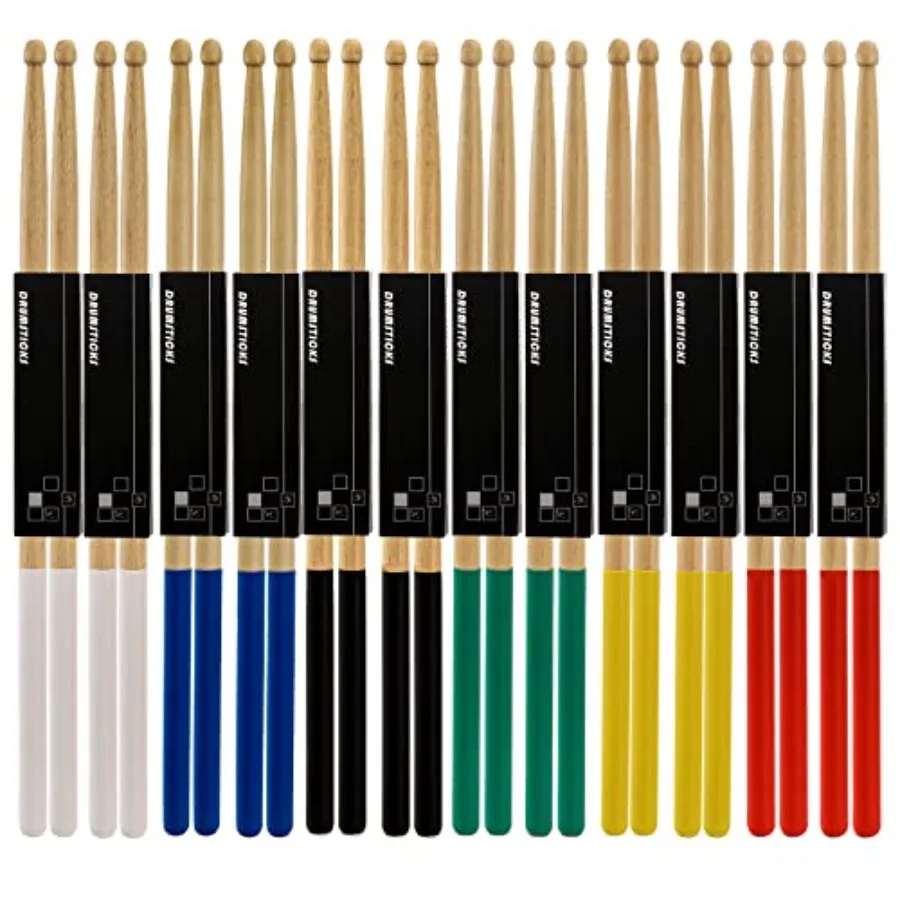 12 пар барабанных палочек с нескользящей резиновой ручкой, классические 5A, с наконечником из кленового дерева, для взрослых, начинающих и профессионалов, музыкальный инструмент
12 пар барабанных палочек с нескользящей резиновой ручкой, классические 5A, с наконечником из кленового дерева, для взрослых, начинающих и профессионалов, музыкальный инструмент