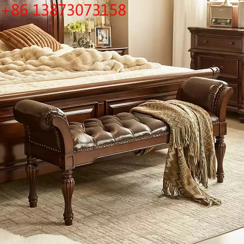 American neoclassical gold silk teak all solid wood bedside stool cowhide soft bag stool
American neoclassical gold silk teak all solid wood bedside stool cowhide soft bag stool