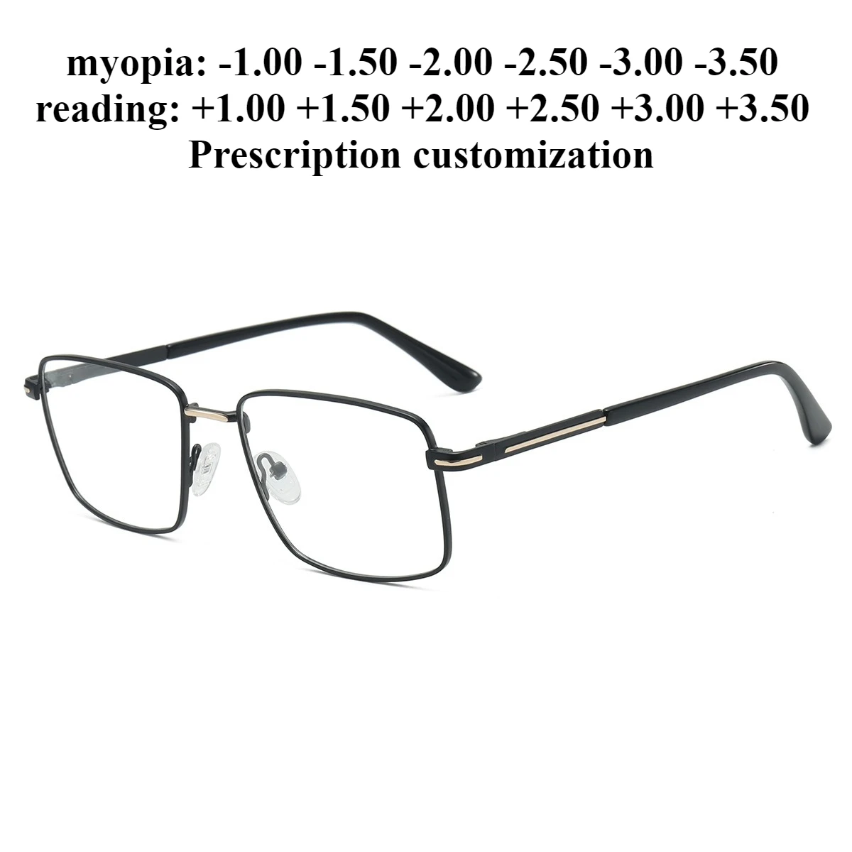56-16New Ultra Light Men's Rectangle Full Frame Reading Glasses Metal Optical Myopia Prescription Glasses Frame - 1.00-1. 50-2.0
56-16New Ultra Light Men's Rectangle Full Frame Reading Glasses Metal Optical Myopia Prescription Glasses Frame - 1.00-1. 50-2.0