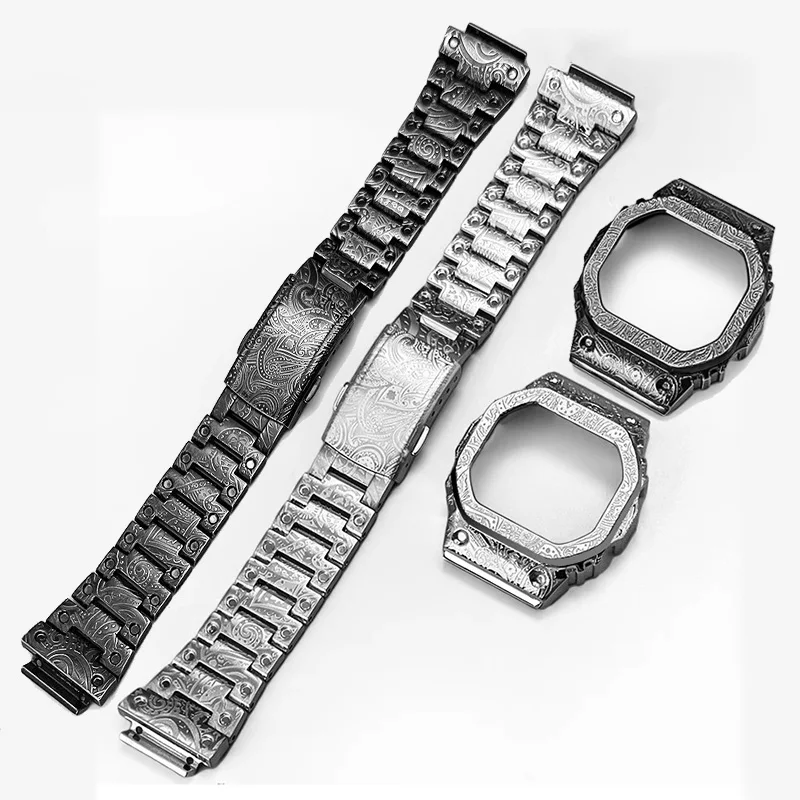 DIY carved style watch strap and case for Casio small square DW-H5600 modified accessories retro carved style trendy men's watch
DIY carved style watch strap and case for Casio small square DW-H5600 modified accessories retro carved style trendy men's watch