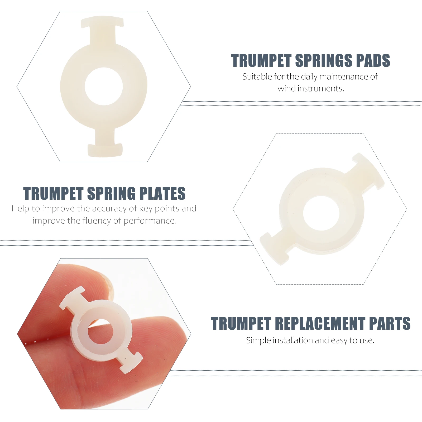 3 Pcs Trumpet Spring Replacement Parts Valves Alto Horn Plate Plastic Pads Useful Accessories
3 Pcs Trumpet Spring Replacement Parts Valves Alto Horn Plate Plastic Pads Useful Accessories