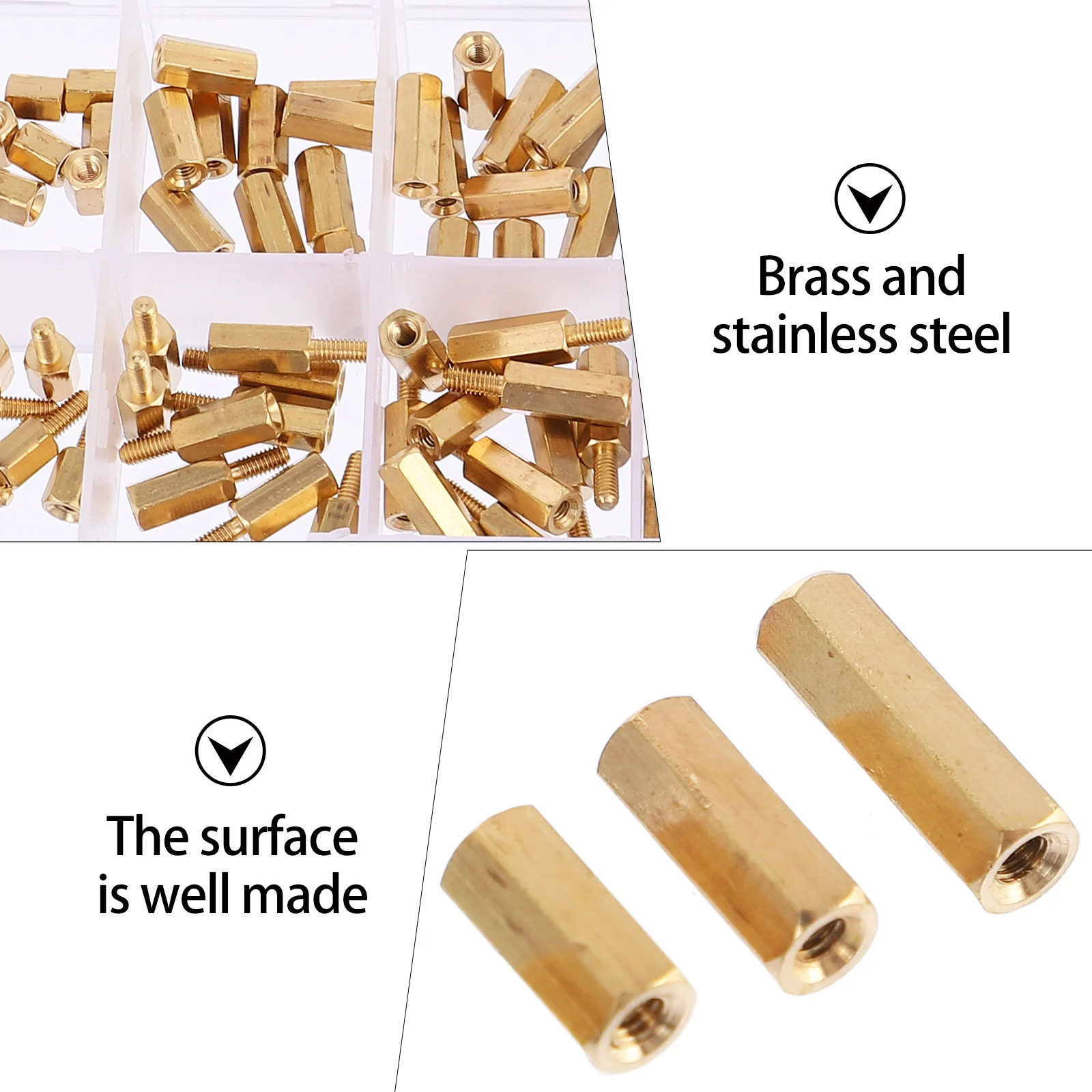 180Pcs Brass Hex Column Standoff Screw Nut Assortment Kit Durable Anticorrosive Compact Plastic Box for Pcb Motherboard Repair
180Pcs Brass Hex Column Standoff Screw Nut Assortment Kit Durable Anticorrosive Compact Plastic Box for Pcb Motherboard Repair