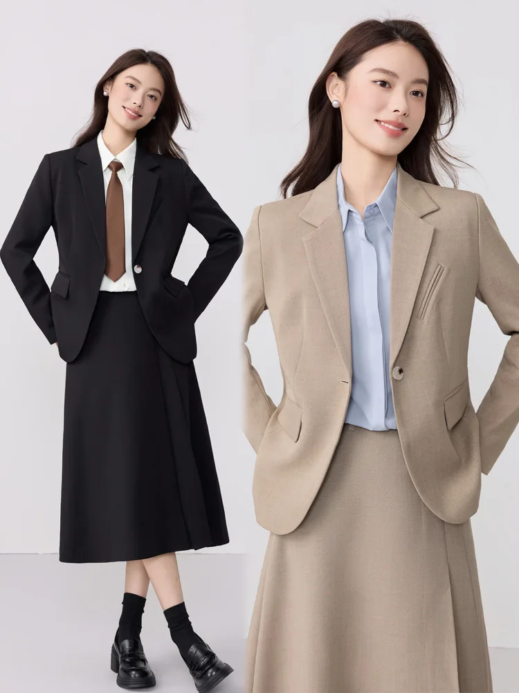 Черный женский костюм с юбкой 2025: Новая осенняя деловая куртка для студенток, для собеседований и преподавательских должностей
Черный женский костюм с юбкой 2025: Новая осенняя деловая куртка для студенток, для собеседований и преподавательских должностей