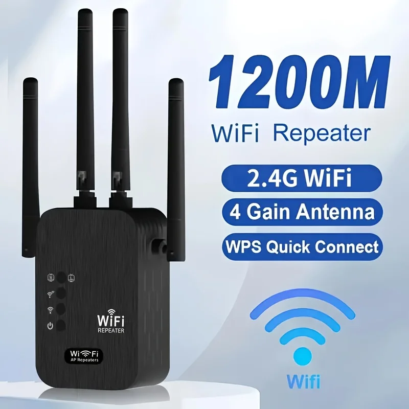 Ultra-Fast 1200M WiFi Extender With 4 High-Gain Antennas App Connection Strong Signal Penetration Supports Up To 35 Devices
Ultra-Fast 1200M WiFi Extender With 4 High-Gain Antennas App Connection Strong Signal Penetration Supports Up To 35 Devices