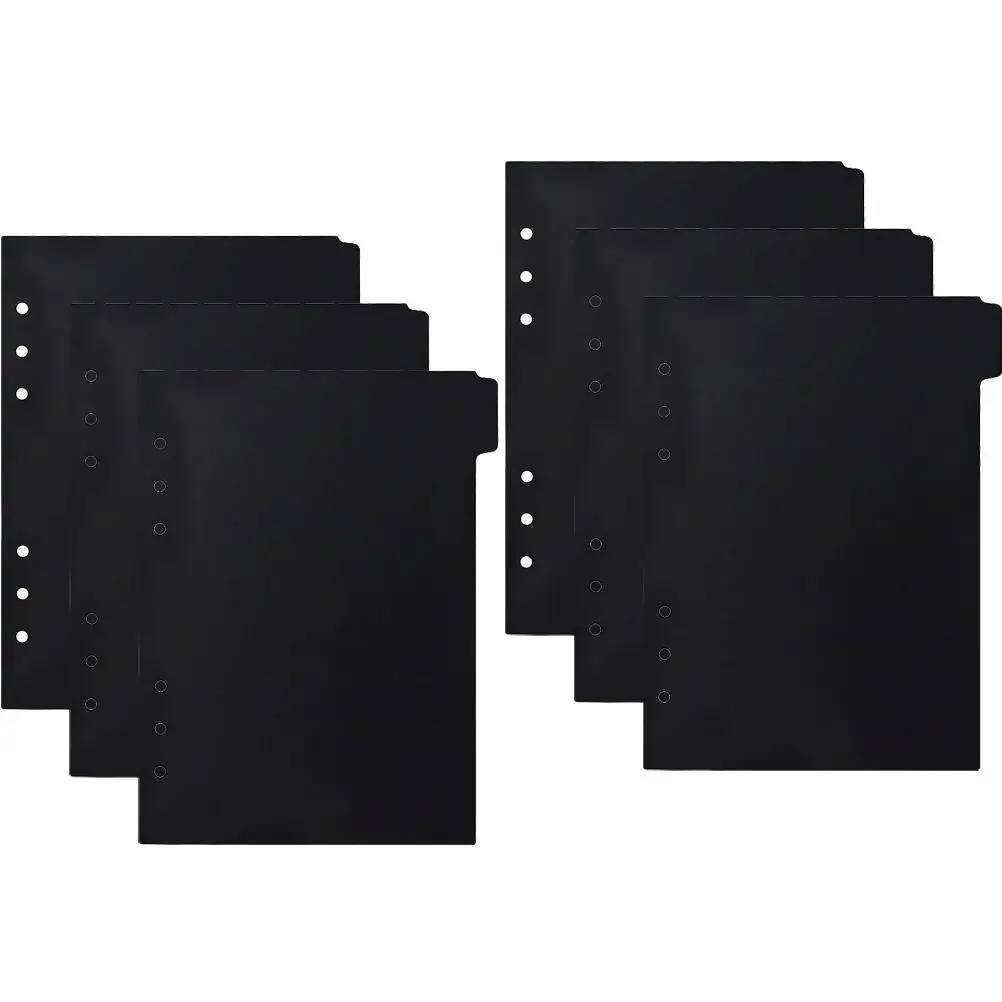 A5 Loose Leaf Binder Dividers 6 Hole Black PP Material Notebook Separators for School Office Use Page Markers Index Tabs
A5 Loose Leaf Binder Dividers 6 Hole Black PP Material Notebook Separators for School Office Use Page Markers Index Tabs