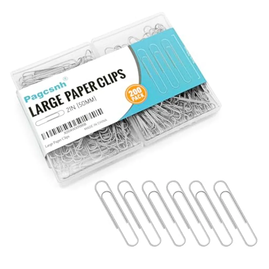 200 Pack Jumbo Heavy Duty Paper Clips Large Stainless Steel for Thick Documents Reports Office School Home Organizing in Silver
200 Pack Jumbo Heavy Duty Paper Clips Large Stainless Steel for Thick Documents Reports Office School Home Organizing in Silver
