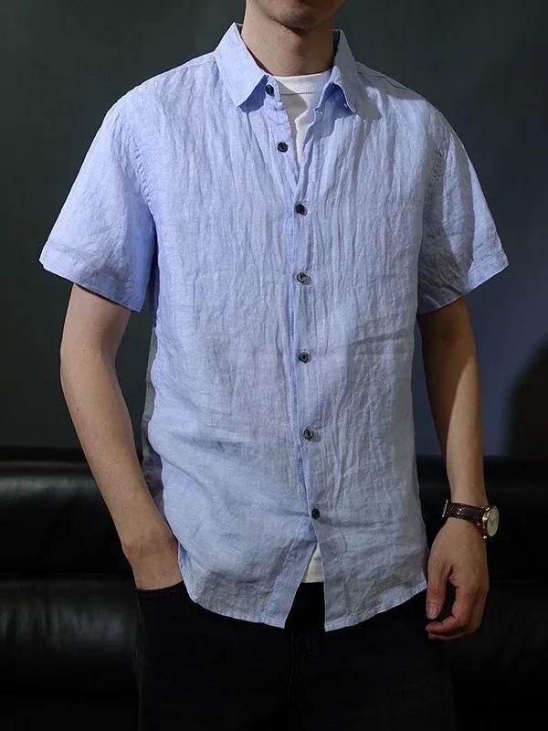 Summer Thin Linen Short Sleeve Casual Shirt Men's Collar Pure Color Breathable Artistic Retro Linen Material Loose Fit Shirt
Summer Thin Linen Short Sleeve Casual Shirt Men's Collar Pure Color Breathable Artistic Retro Linen Material Loose Fit Shirt