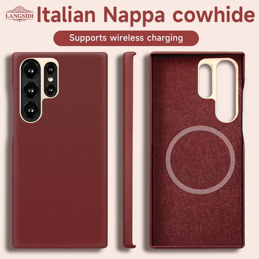 Original Cowhide Leather for Magsafe Case Samsung Galaxy S23 Ultra Plus Wireless Charging Magnetic Cover Metal Frame
Original Cowhide Leather for Magsafe Case Samsung Galaxy S23 Ultra Plus Wireless Charging Magnetic Cover Metal Frame